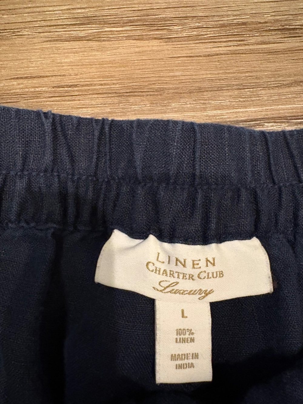 Navy Blue Charter Club Luxury 100% Linen pants/trousers, wide leg, Size L - Picture 6 of 6